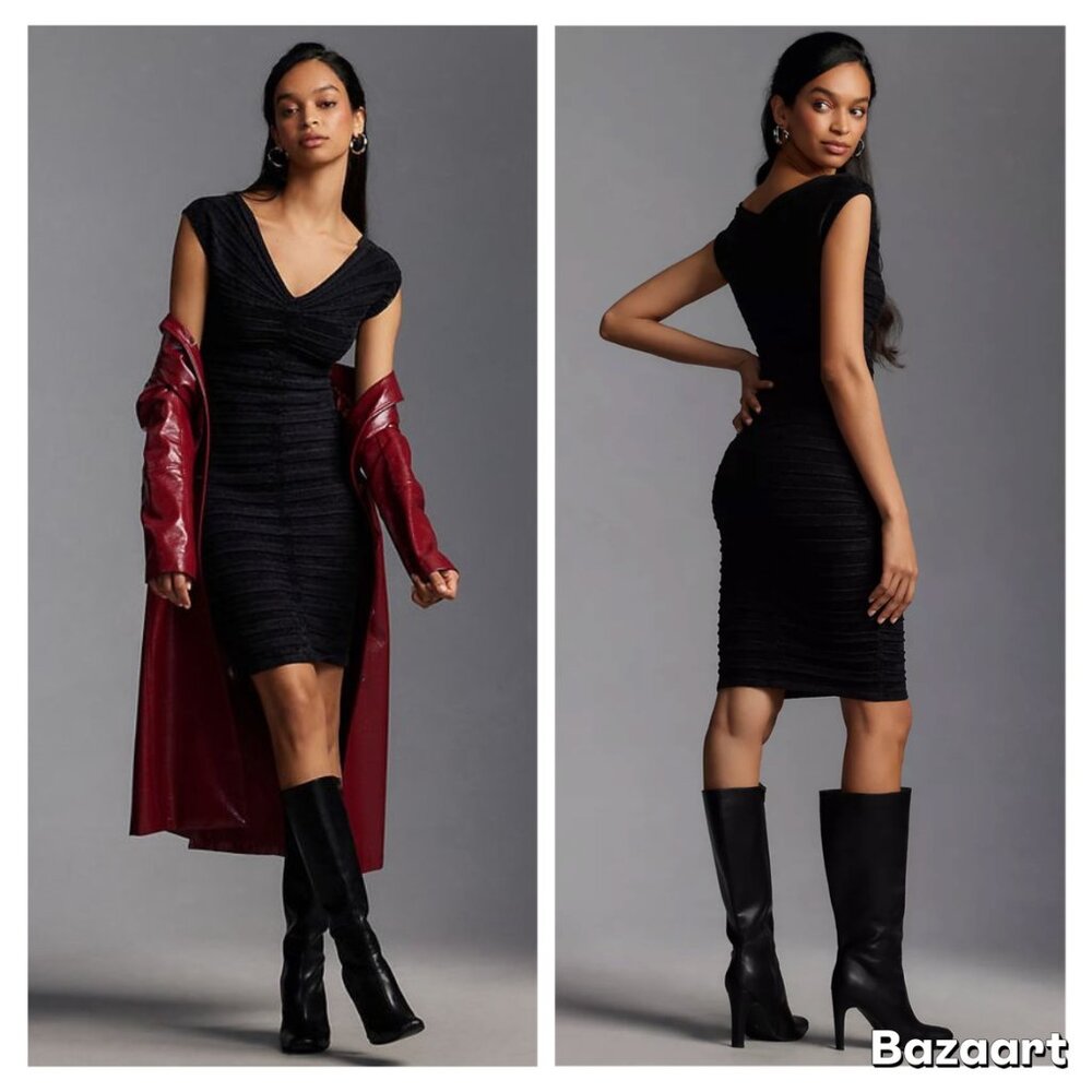 NWT Anthropologie V-Neck Chenille Midi Dress